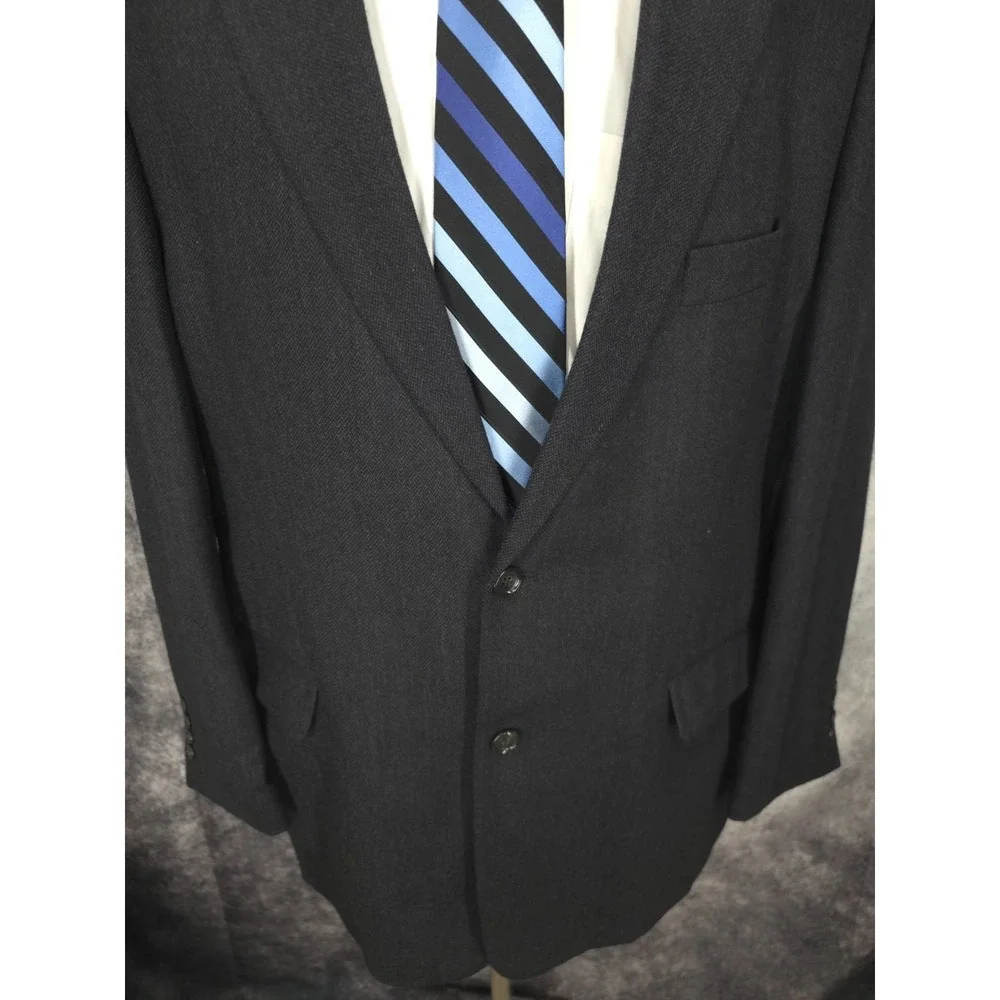 Joseph & Feiss Blazer Jacket Mens 46 L Gray Lambswool Sports Coat Herringbone